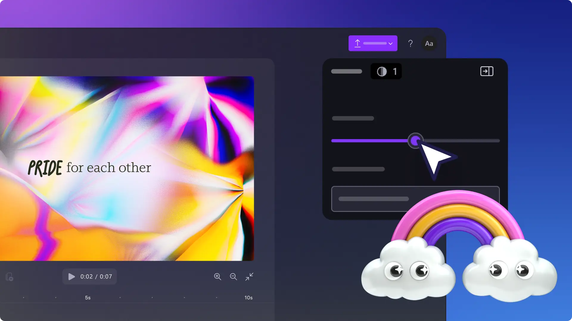 Clipchamp video düzenleyiciyi kullanarak Onur Ayı için bir video oluşturan bir kullanıcı.