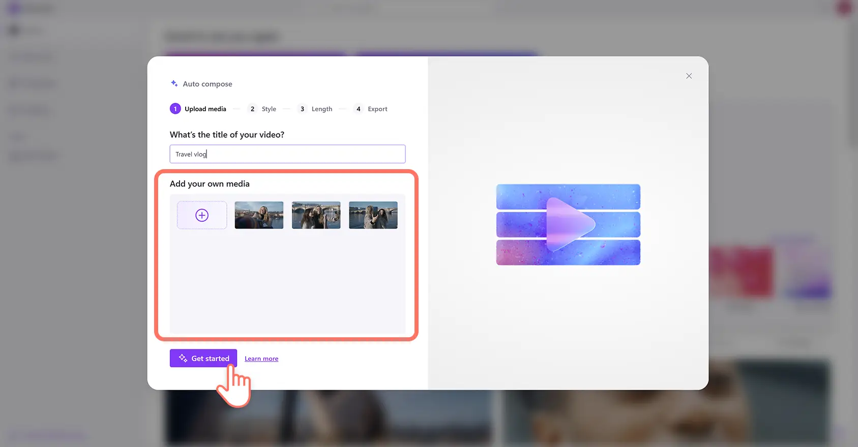 4wo35jbluhkwpz6xtau9ln Clipchamp'teki yapay zeka video düzenleyiciye otomatik video oluşturan bir kullanıcı.