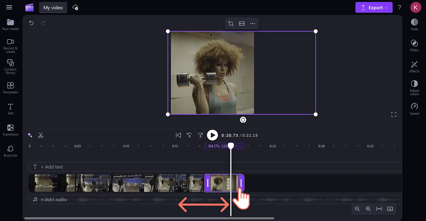59uzxzfxbig6f3nhefwqrv Clipchamp video düzenleyicide bir öne çıkanlar videosunu kırpan bir kullanıcı.