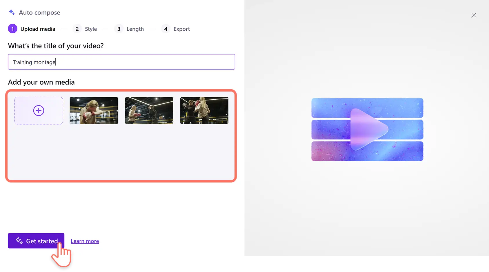 7jbzneufafbl0irom5qrza Clipchamp video düzenleyicide yapay zekalı otomatik oluşturma ile bir spor öne çıkanlar videosu oluşturan bir kullanıcı.