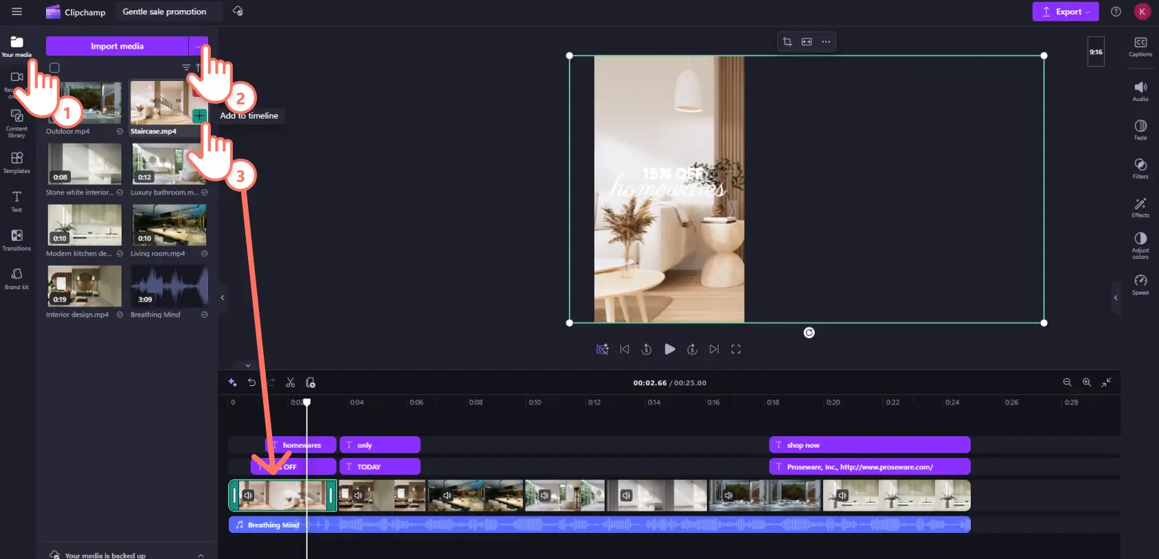 4ne35tuo8aggcjnnlzhsgr Clipchamp'da bir Instagram video reklam şablonundaki hisse senedi görüntülerini değiştiren bir kullanıcı.