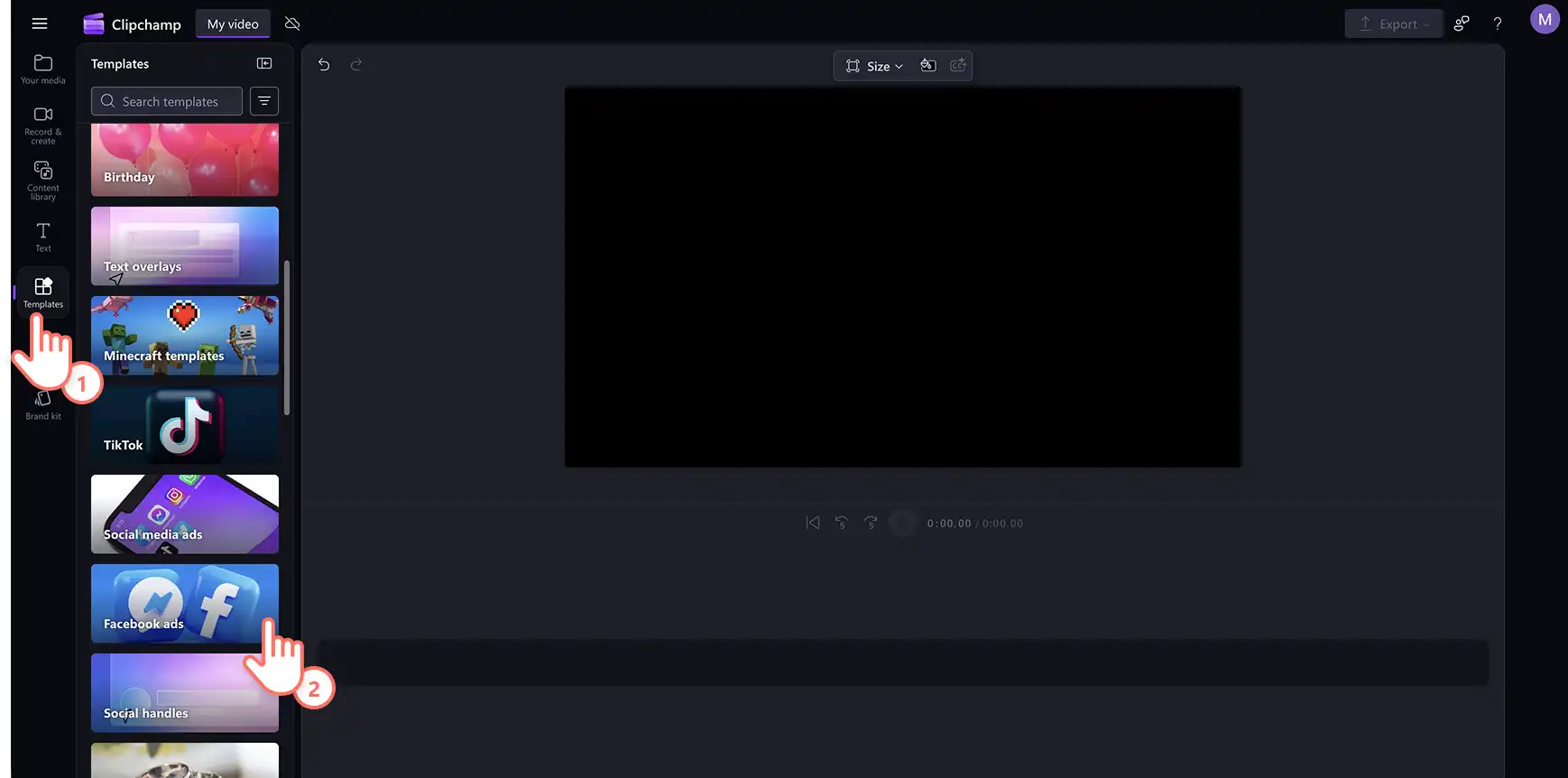 TClipchamp'te zaman çizelgesine yapay zeka seslendirmesi ekleyen bir kullanıcı ClipchampClipchamp.